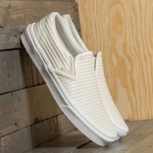 Vans Cream Slip-On Sneakers